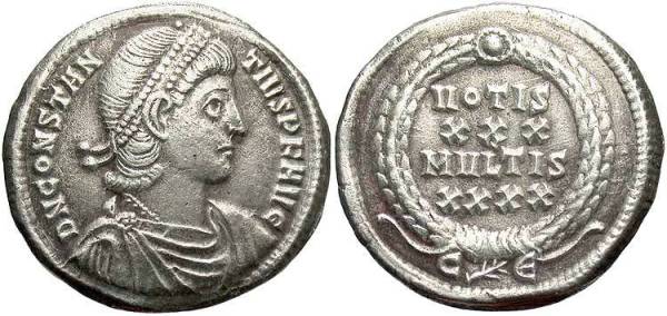 This siliqua of Constantius II survived to modern times without being clipped or shaved.