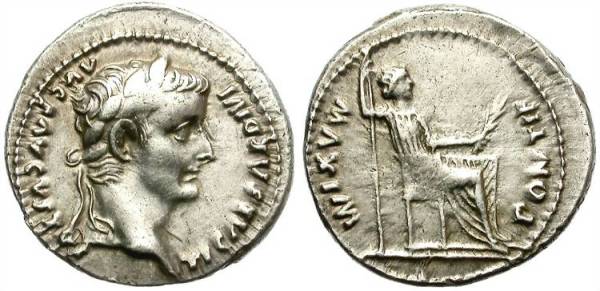 An imperial denarius of Tiberius, still a few emperors away from initial debasement.