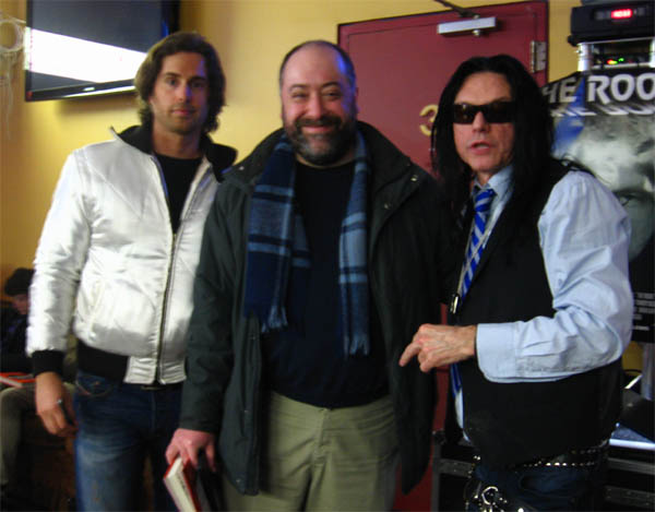 Film industry titans, Greg Sestero, myself and Tommy Wiseau. Photo by Lucinda Davis. NB: Greg is wearing a knockoff of the scorpion jacket worn by Ryan Gosling in Drive. Unless, of course, he defeated Gosling in a duel and skinned him alive.